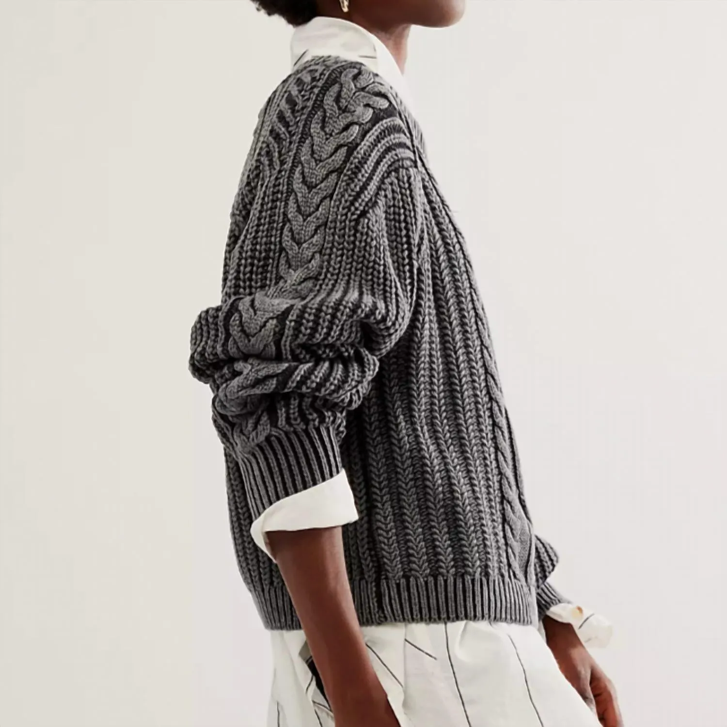 Frankie Cable Sweater In Black
