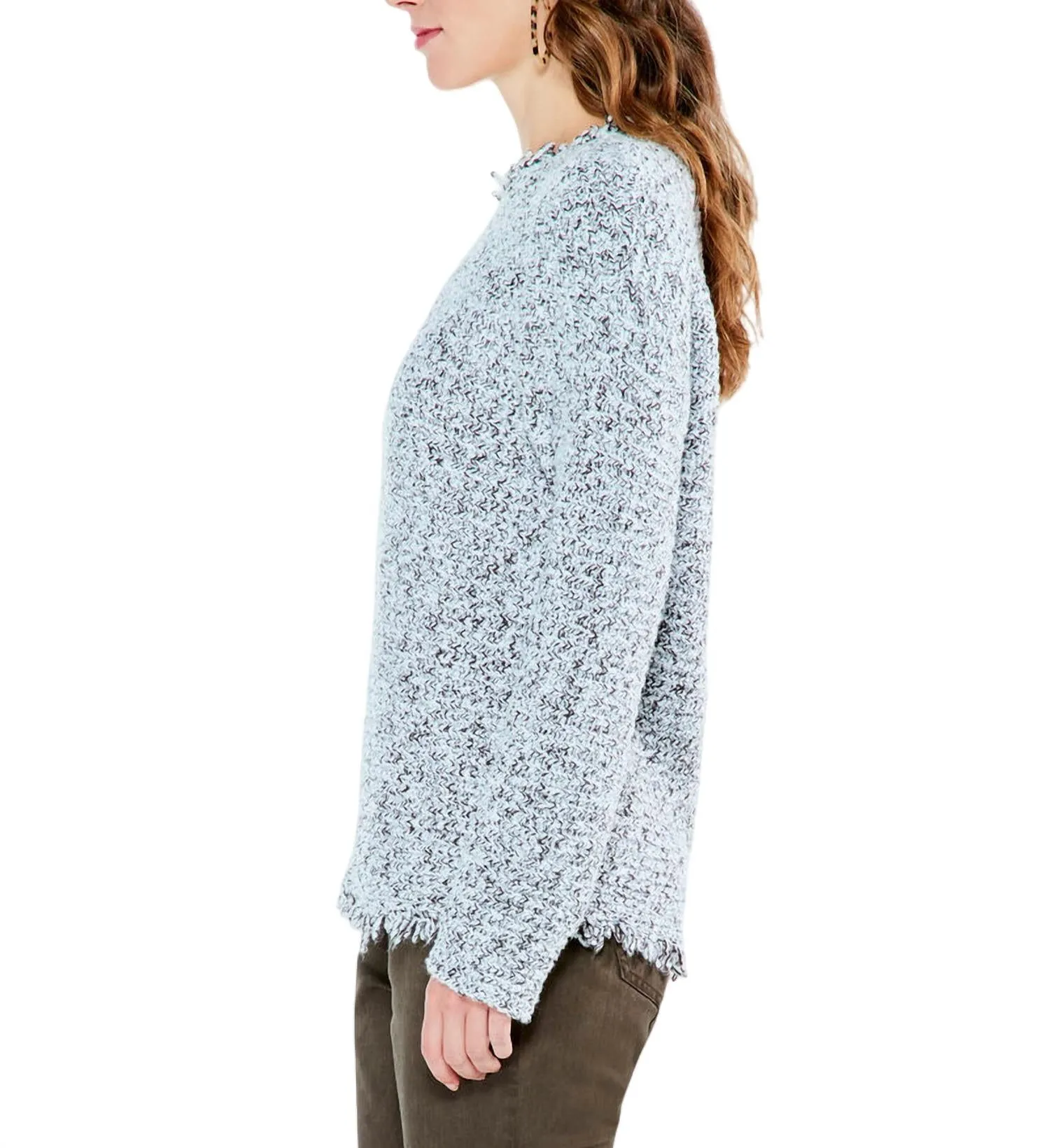 Fringe Mix Sweater In Brown Multi