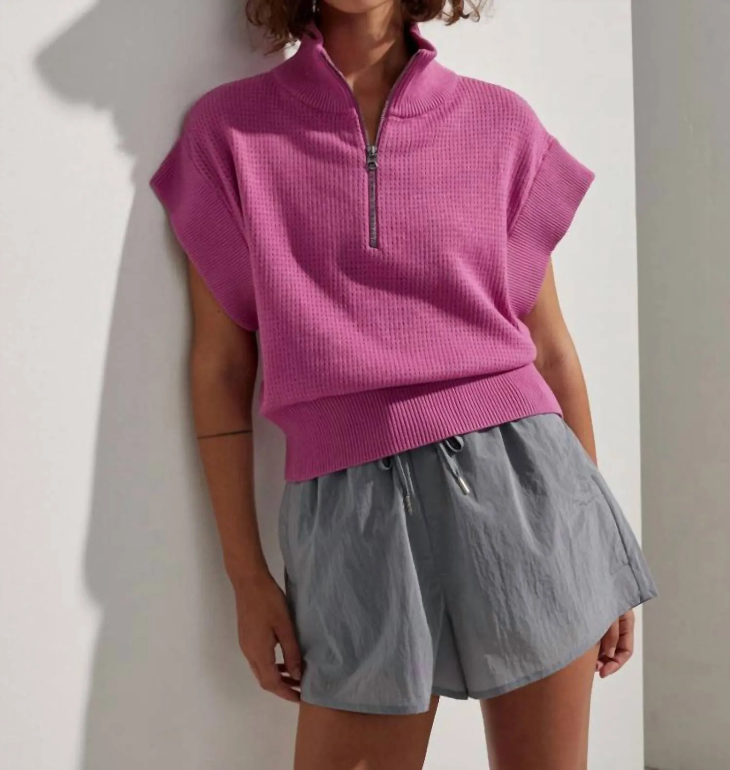 Fulton Cropped Knit Top In Meadow Mauve