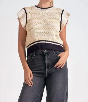 Fuzzy Cap Sleeve Sweater In White