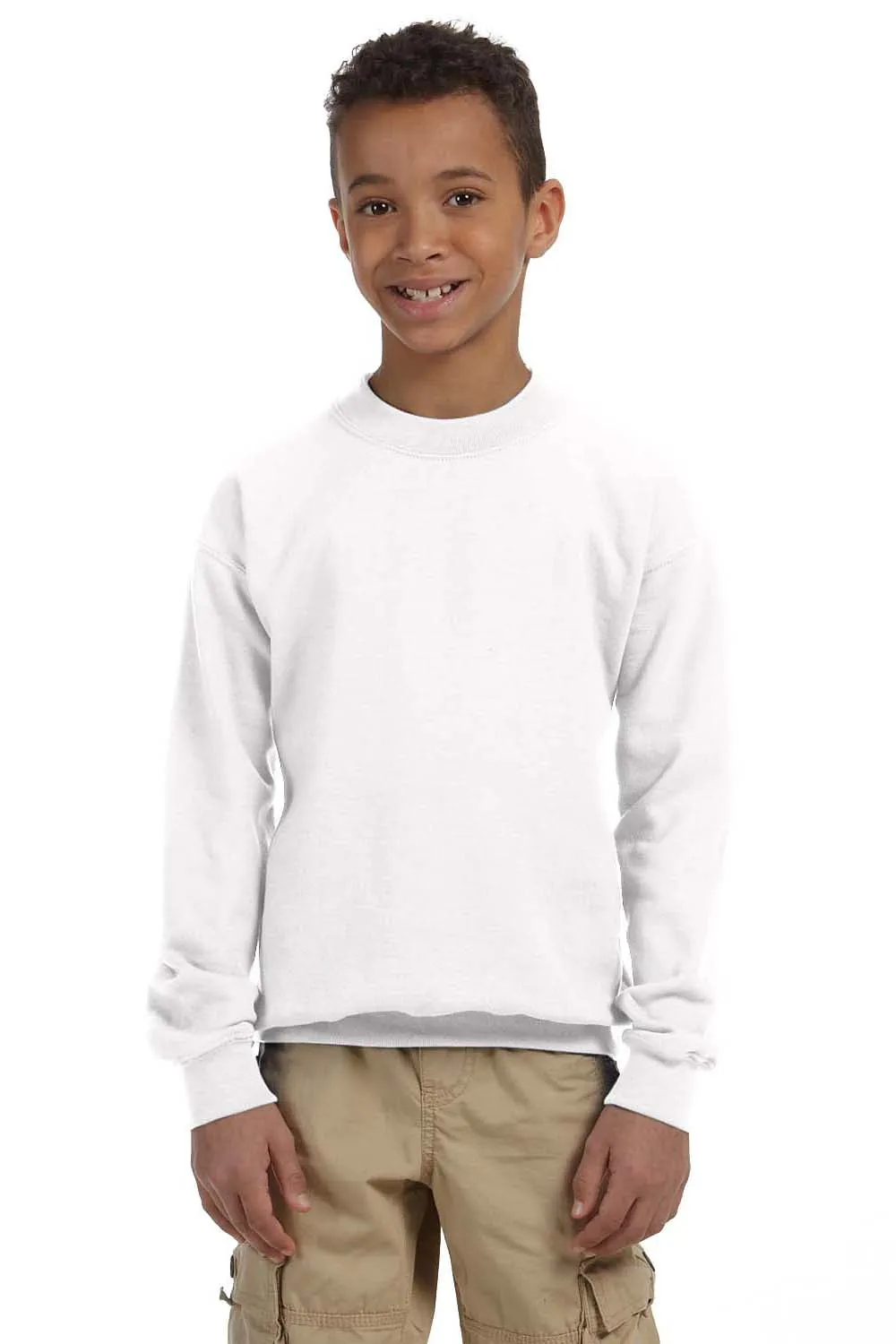 Gildan Youth Pill Resistant Fleece Crewneck Sweatshirt - White