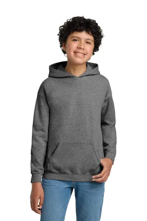 Gildan Youth Pill Resistant Hooded Sweatshirt Hoodie w/ Pouch Pocket - Heather Graphite Grey