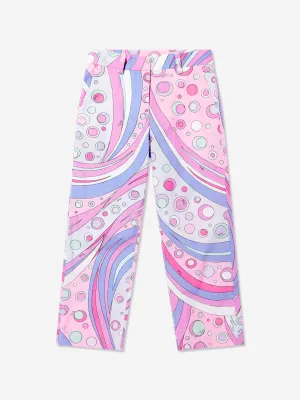 Girls Cotton Fontane Print Trousers in Pink