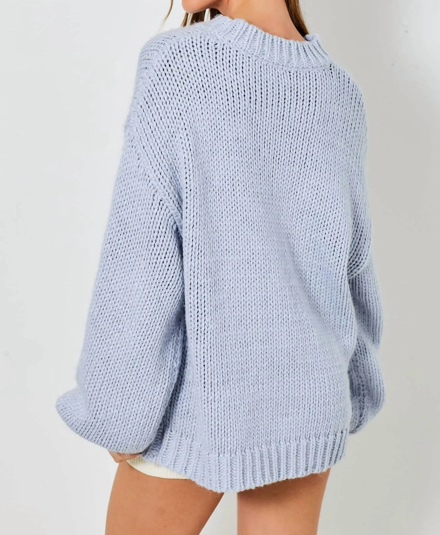 Girly Pop Cowboy Boots Sweater In Blue