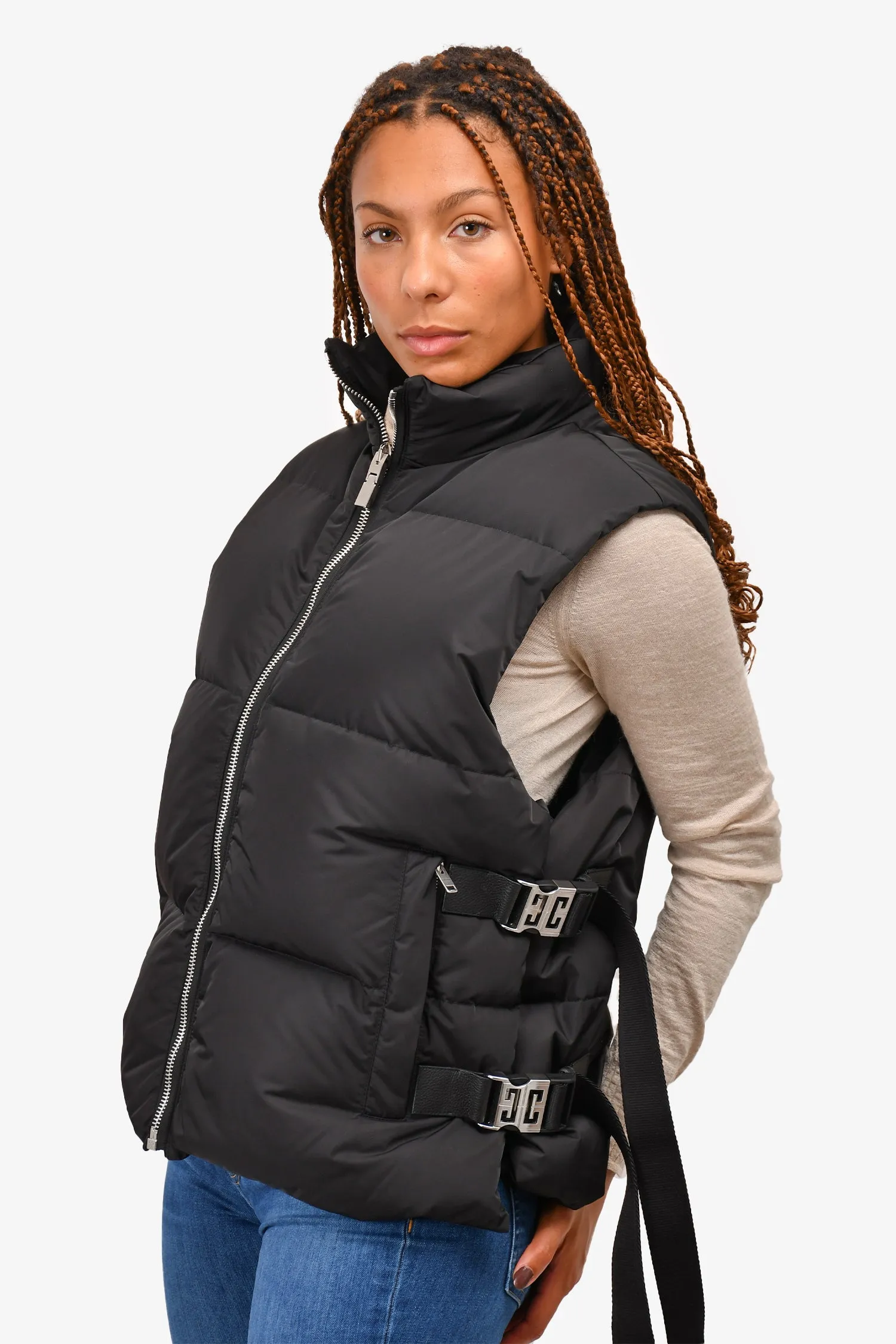 Givenchy Black 4G Buckle Puffer Vest Size 48 Mens