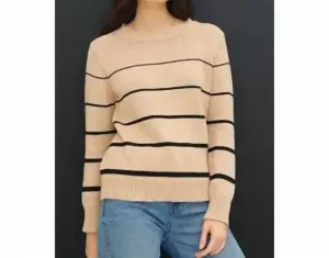 Gradient Width Stripe Sweater In Mocha