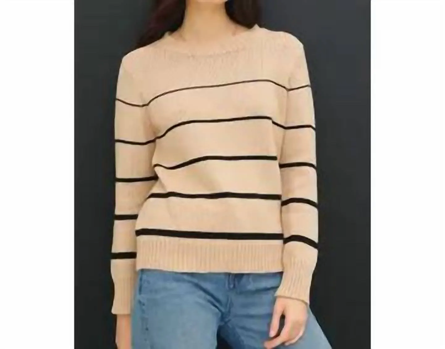 Gradient Width Stripe Sweater In Mocha