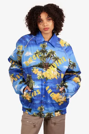 Gucci Blue/Yellow Nylon Palm Tree Printed Jacket Size 52 Mens