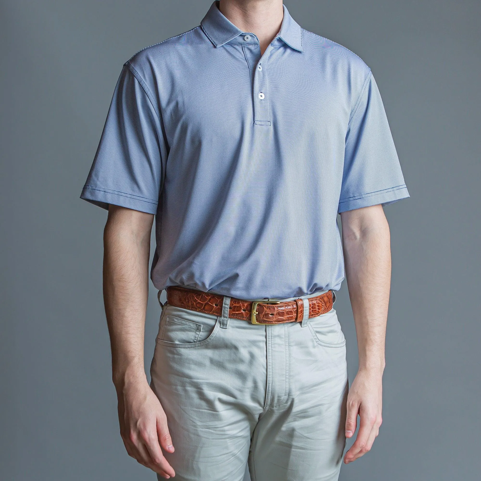 Hairline Stripe Performance Polo - Navy