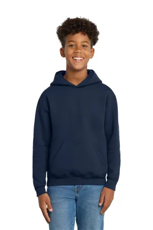 Hanes Youth EcoSmart Print Pro XP Pill Resistant Hooded Sweatshirt Hoodie w/ Pouch Pocket - Navy Blue