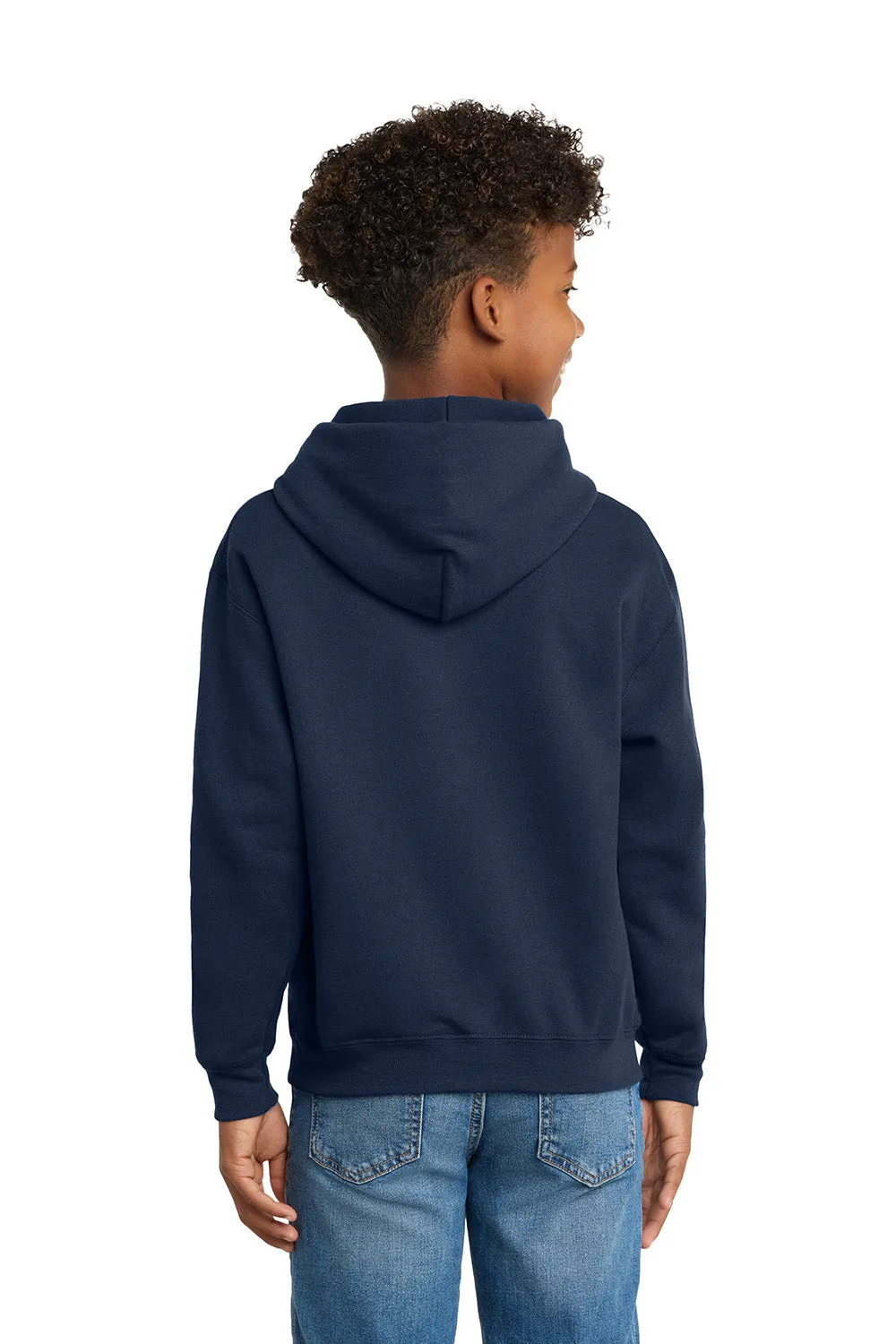 Hanes Youth EcoSmart Print Pro XP Pill Resistant Hooded Sweatshirt Hoodie w/ Pouch Pocket - Navy Blue