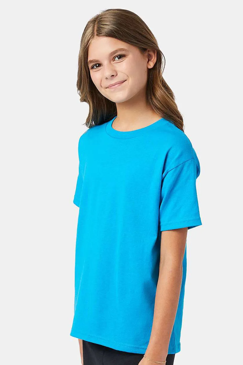 Hanes Youth EcoSmart Short Sleeve Crewneck T-Shirt - Teal Blue