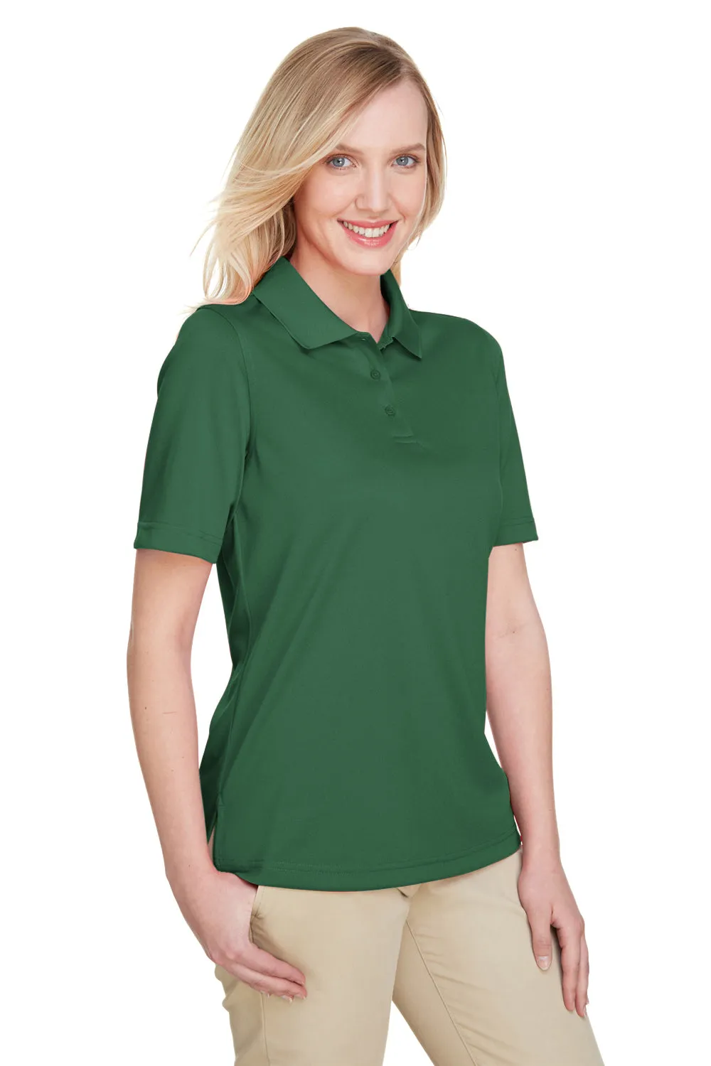 Harriton Womens Advantage Performance Moisture Wicking Short Sleeve Polo Shirt - Dark Green