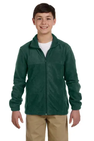 Harriton Youth Pill Resistant Fleece Full Zip Jacket - Hunter Green