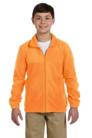Harriton Youth Pill Resistant Fleece Full Zip Jacket - Safety Orange
