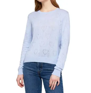 Heart Cut Out Crew Neck In Frost Blue
