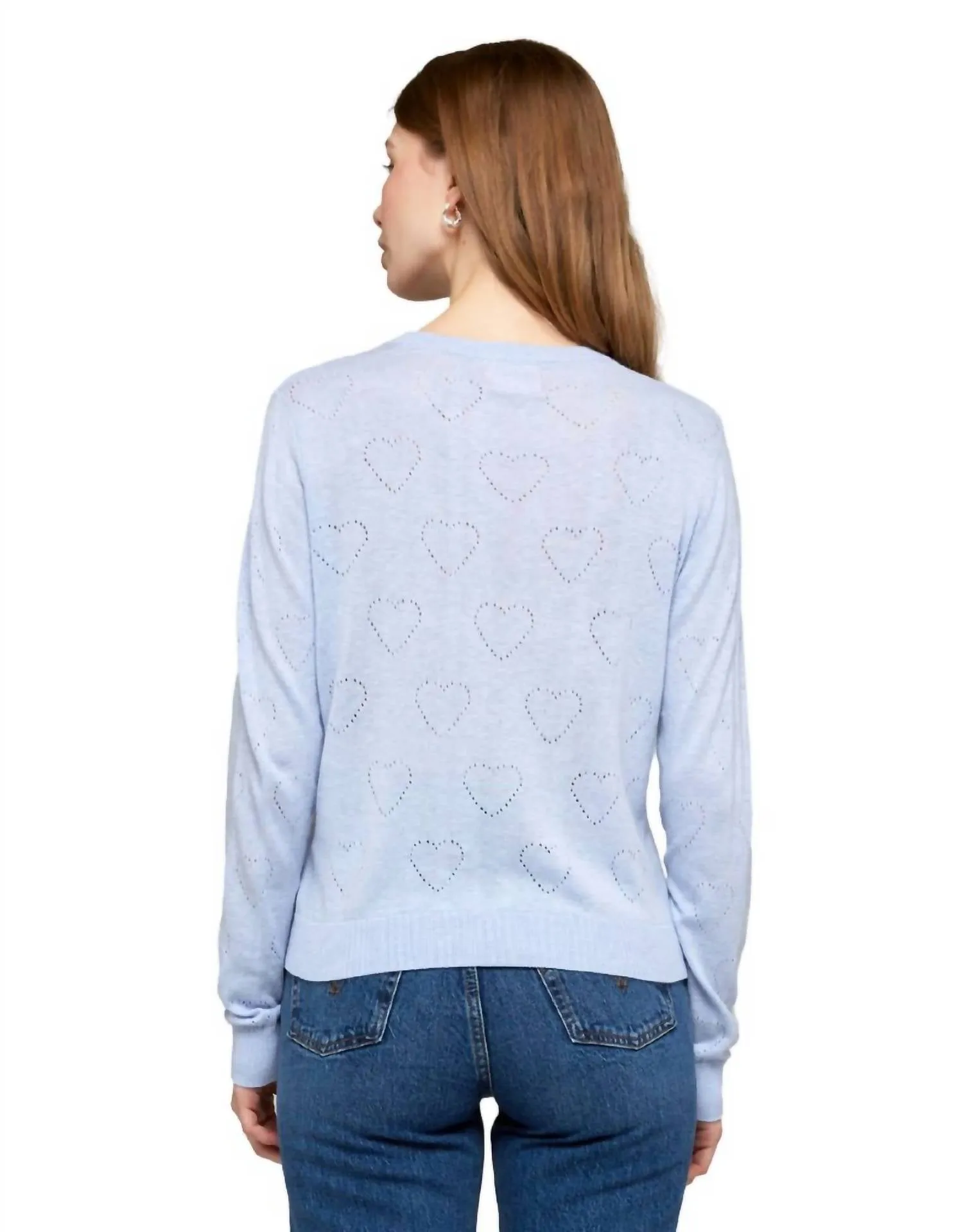 Heart Cut Out Crew Neck In Frost Blue