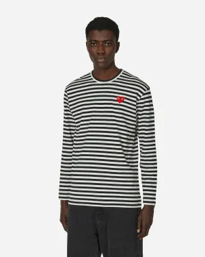 Heart Striped Longsleeve T-Shirt Black