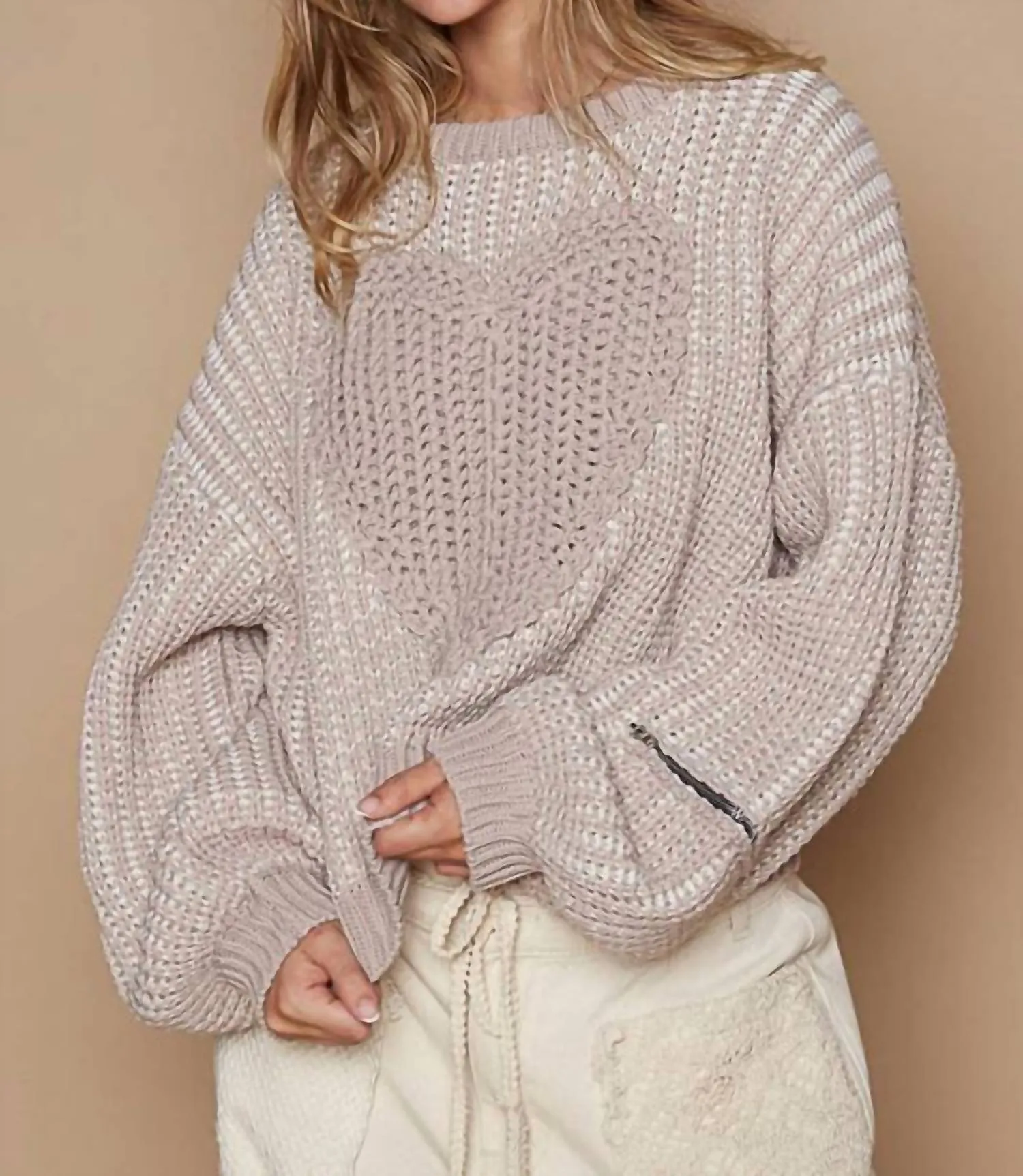 Heartbeat Knit Sweater In Latte