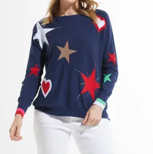 Hearts And Stars Sweater In Denim