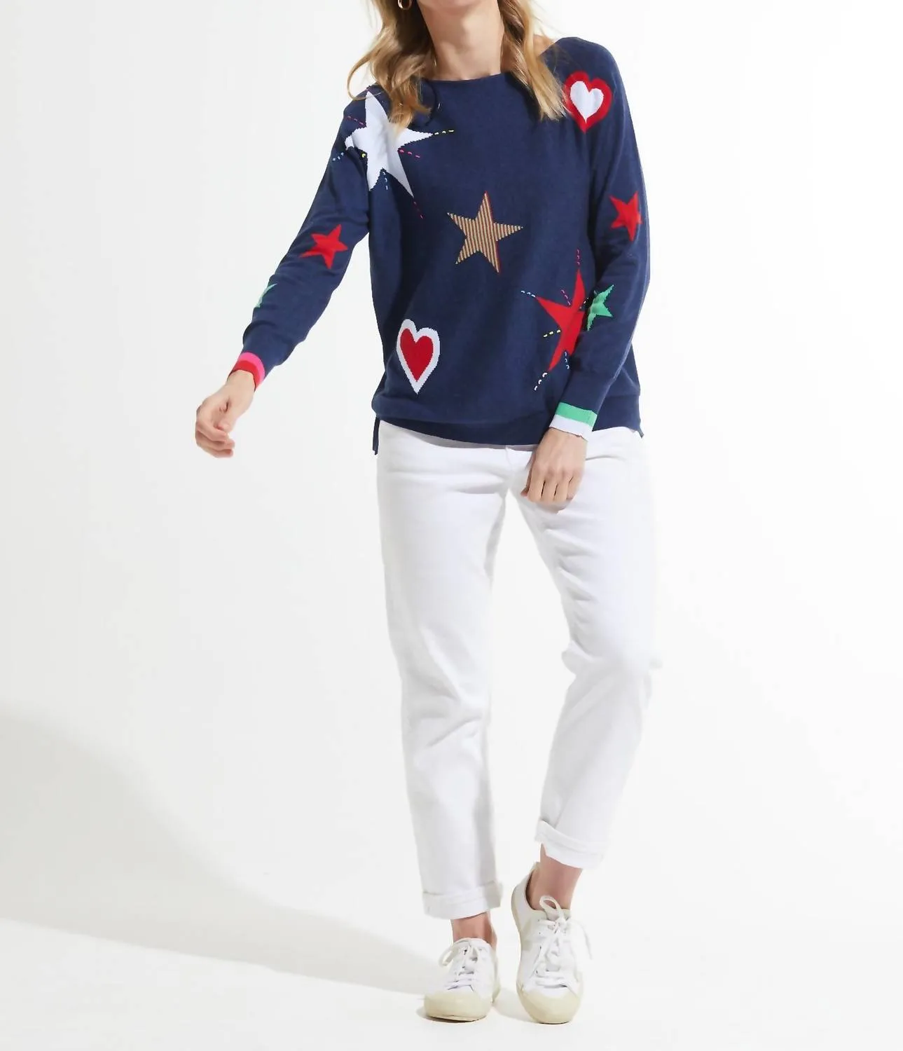 Hearts And Stars Sweater In Denim
