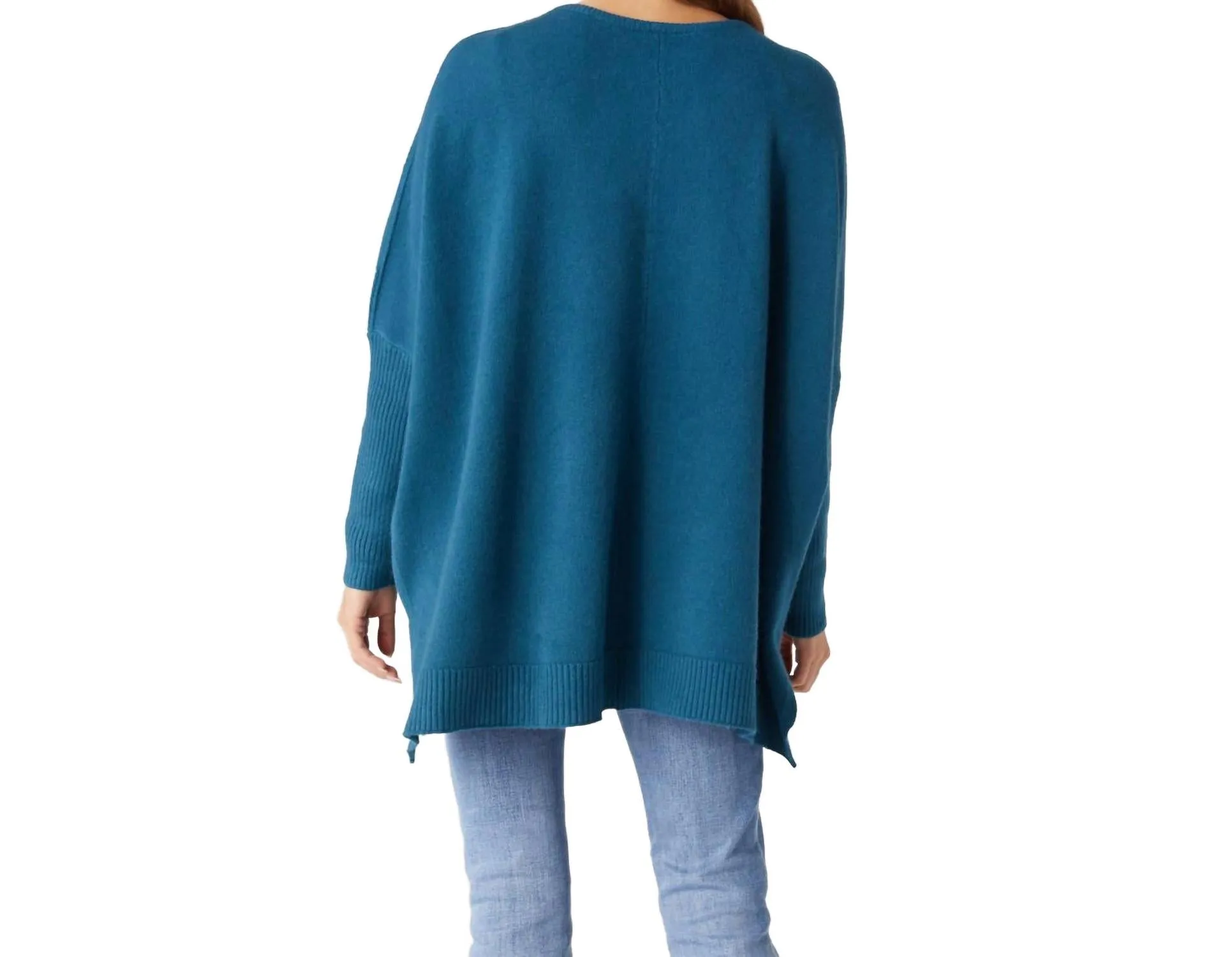 Heavenly-Luxe Relaxed Cable Knit Sweater In Dark Teal
