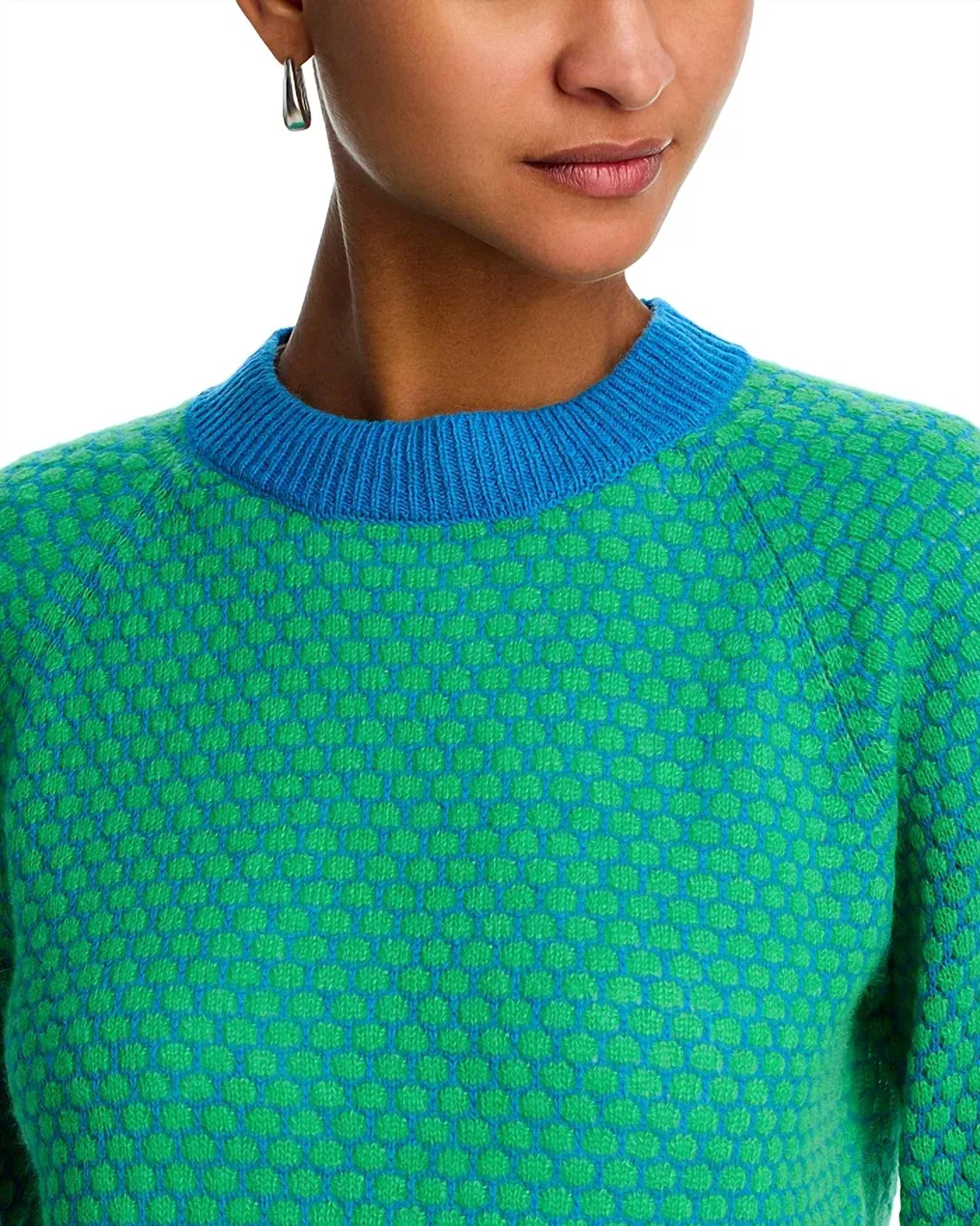 Honeycomb Crewneck Sweater In Bright Green