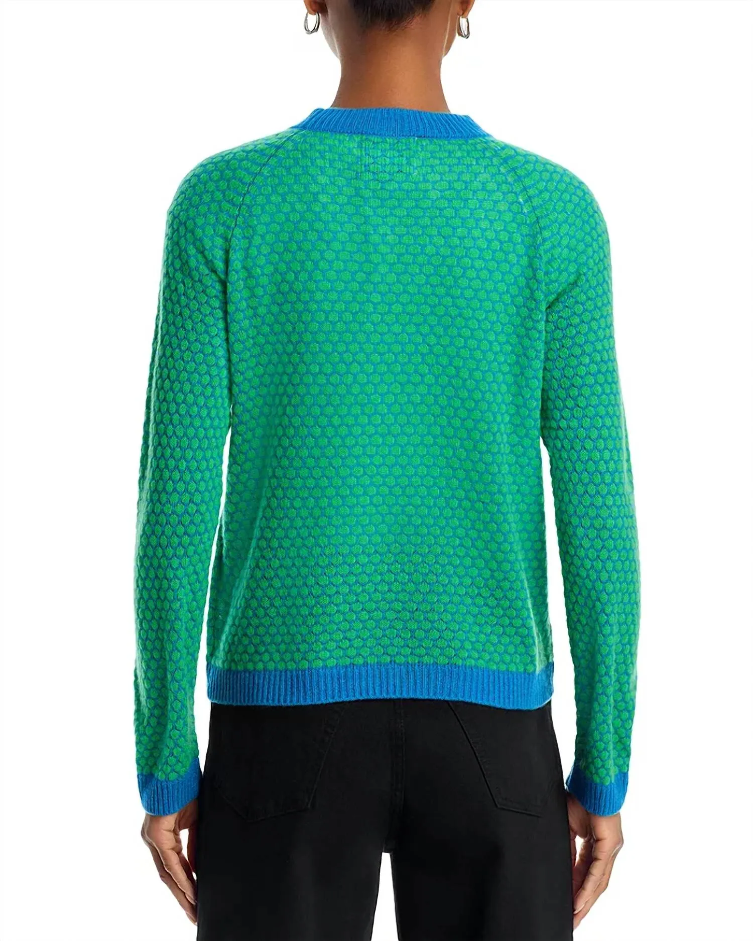 Honeycomb Crewneck Sweater In Bright Green