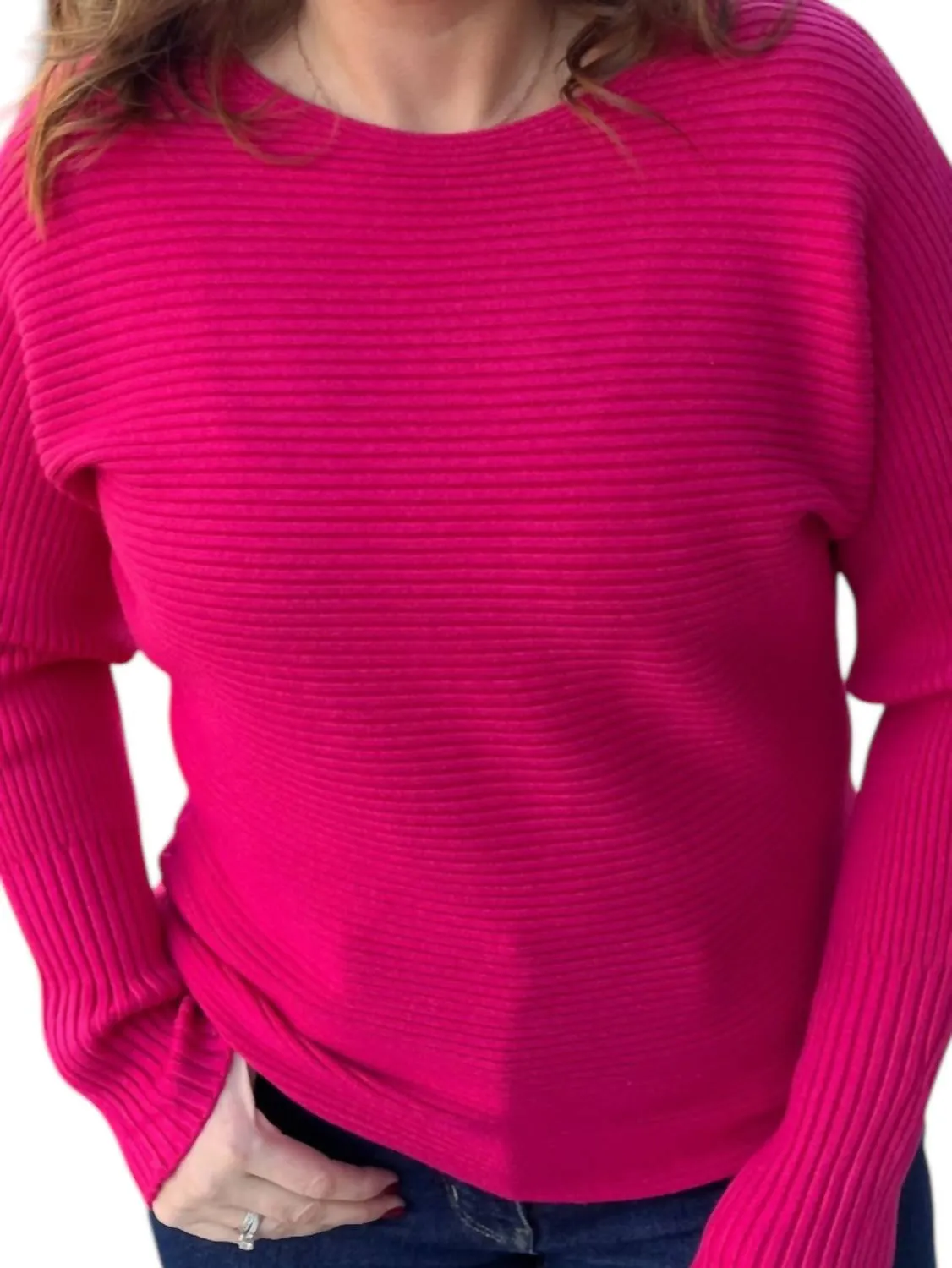 Horizon Ribbed Sweater In Fuschia