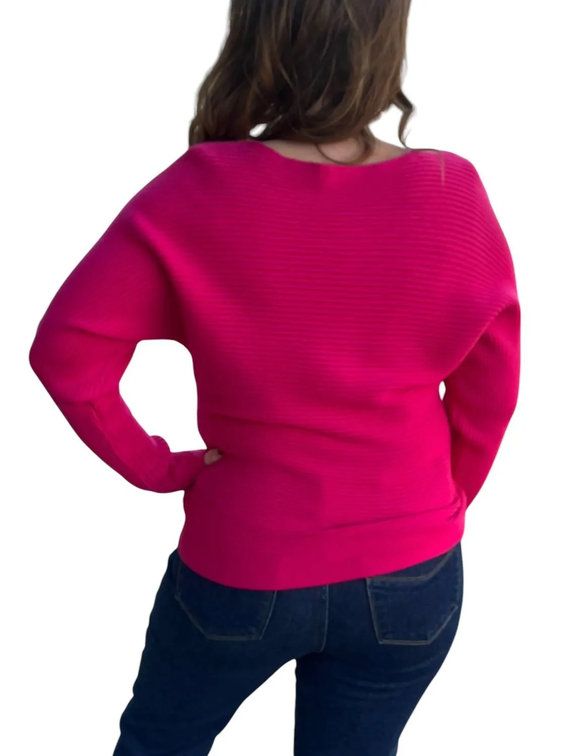 Horizon Ribbed Sweater In Fuschia