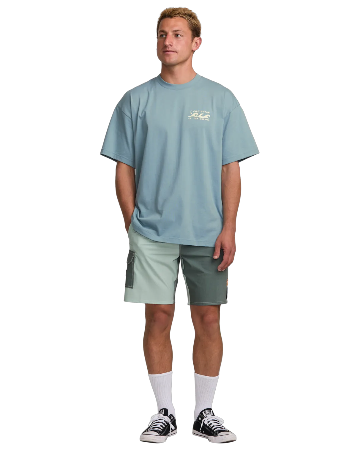 I Surf Better In My Dreams T-Shirt in Washed Blue
