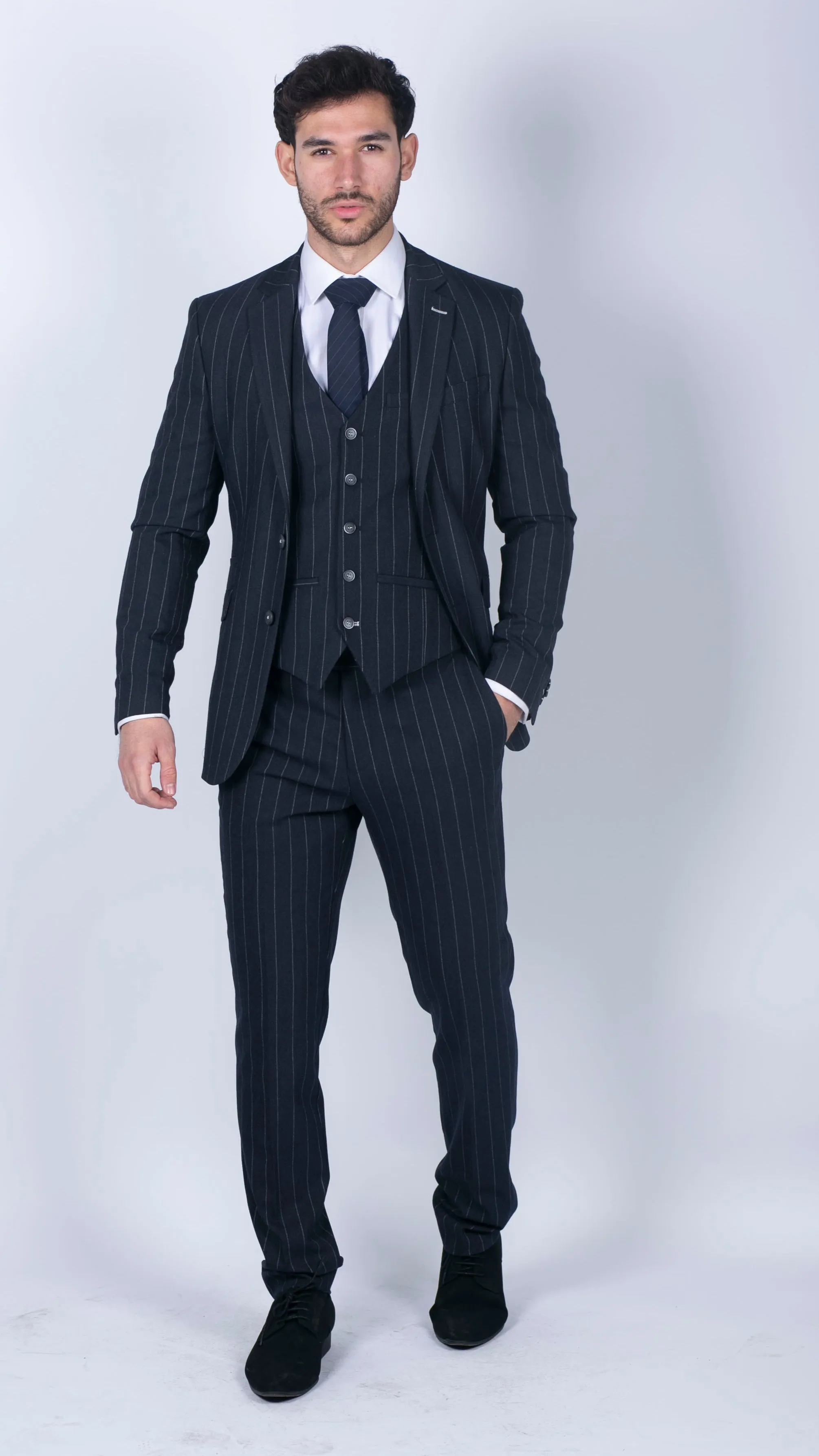 Invincible 3 Piece Suit Pinstripe