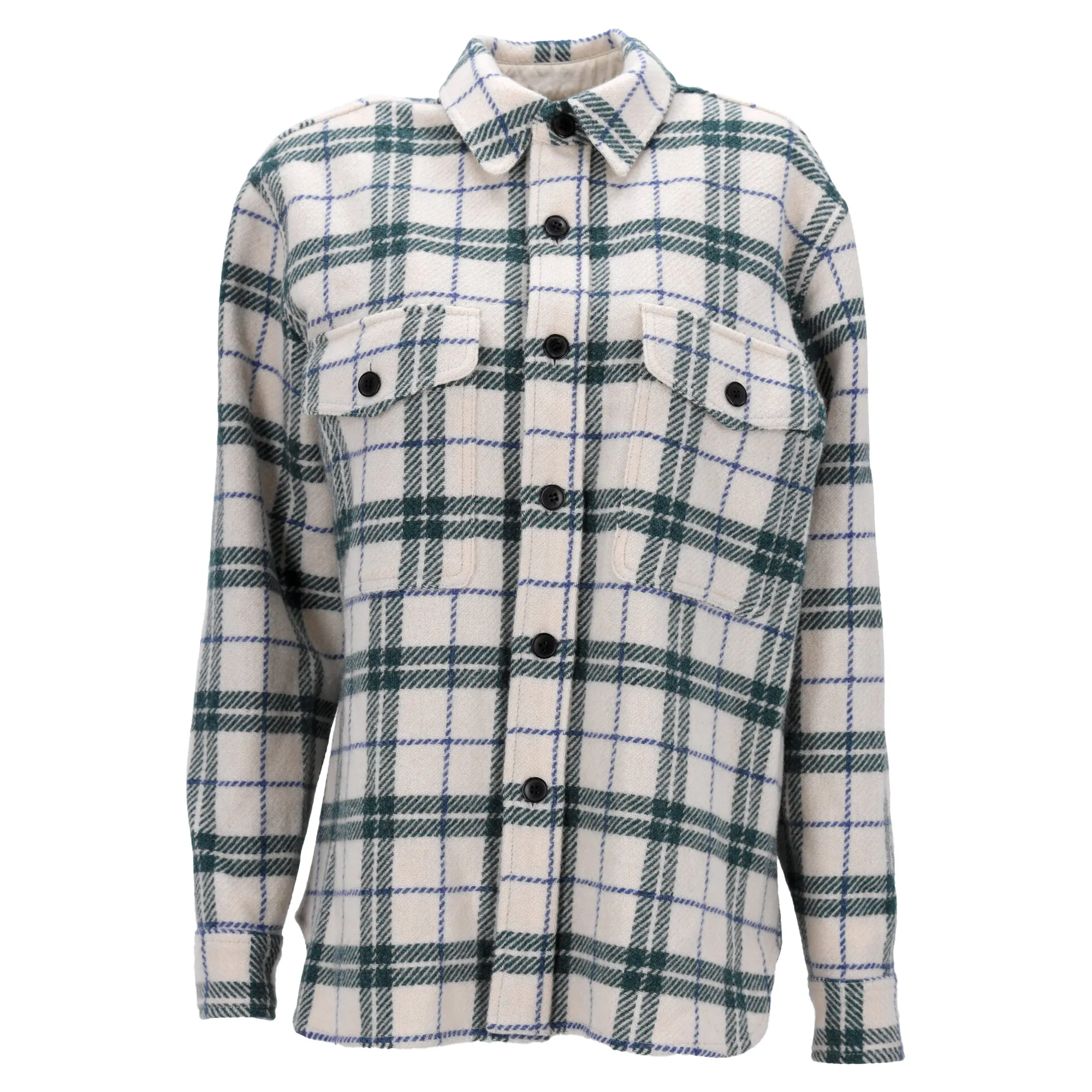 Isabel Marant Etoile Faxon Plaid Button-Down Jacket in Multicolor Wool