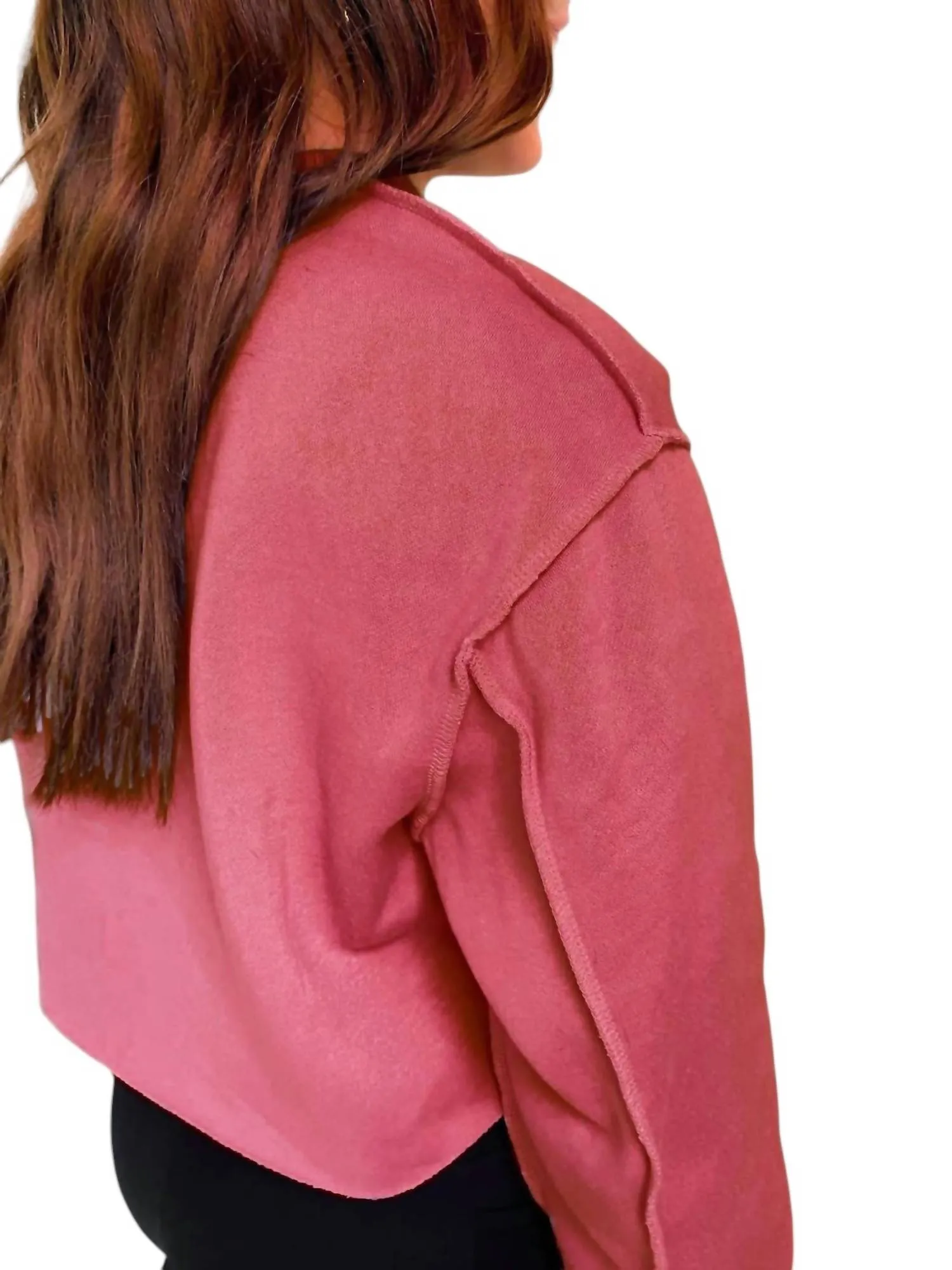 Izzy Inside-Out Cropped Sweatshirt In Burgundy