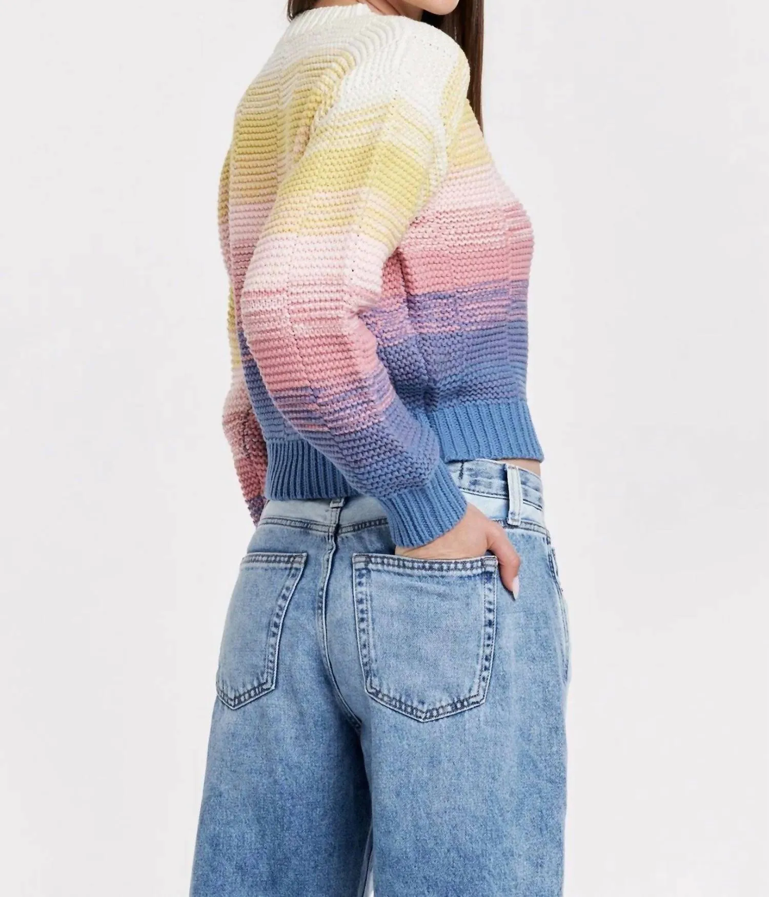Jaycee Ombre Crochet Sweater In Sunrise Melange