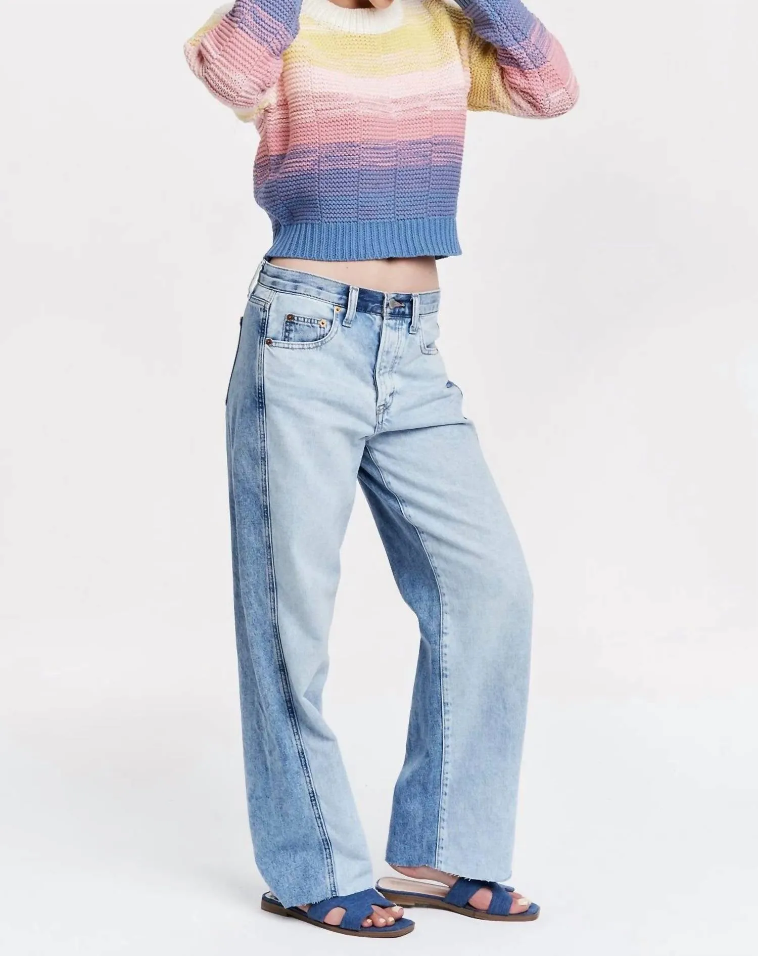Jaycee Ombre Crochet Sweater In Sunrise Melange
