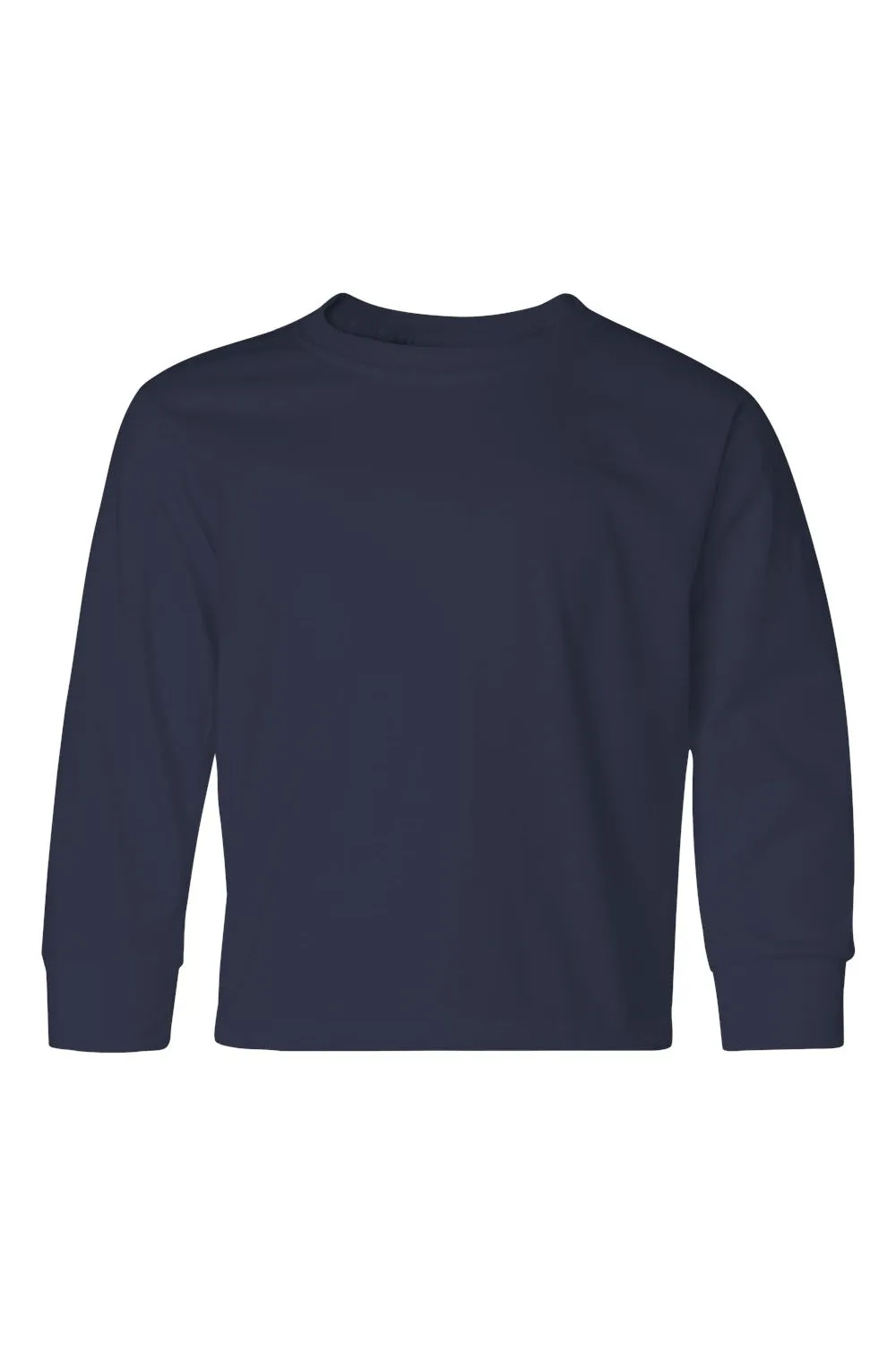 Jerzees Youth Dri-Power Moisture Wicking Long Sleeve Crewneck T-Shirt - Navy Blue