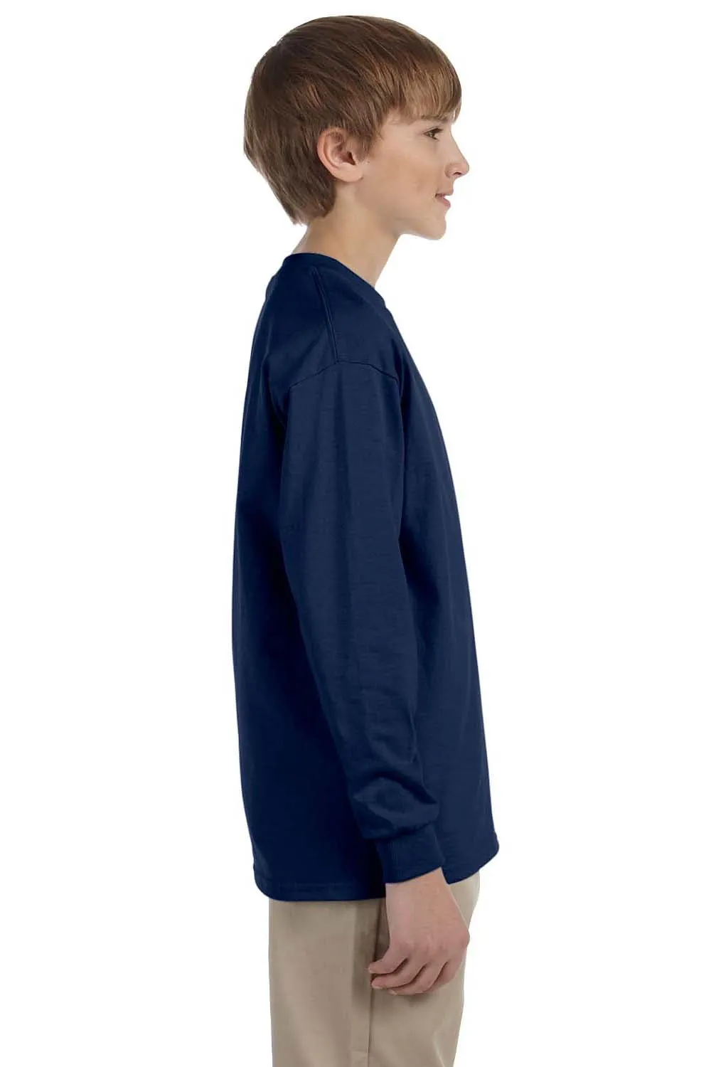 Jerzees Youth Dri-Power Moisture Wicking Long Sleeve Crewneck T-Shirt - Navy Blue