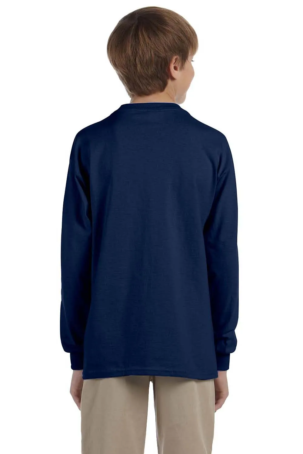 Jerzees Youth Dri-Power Moisture Wicking Long Sleeve Crewneck T-Shirt - Navy Blue
