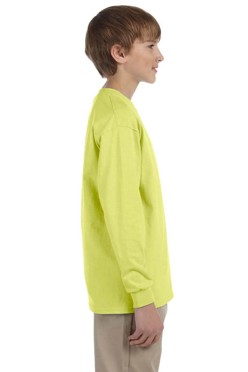 Jerzees Youth Dri-Power Moisture Wicking Long Sleeve Crewneck T-Shirt - Safety Green