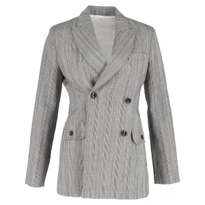 Joseph Houndstooth Double-Breasted Blazer in Grey Wool