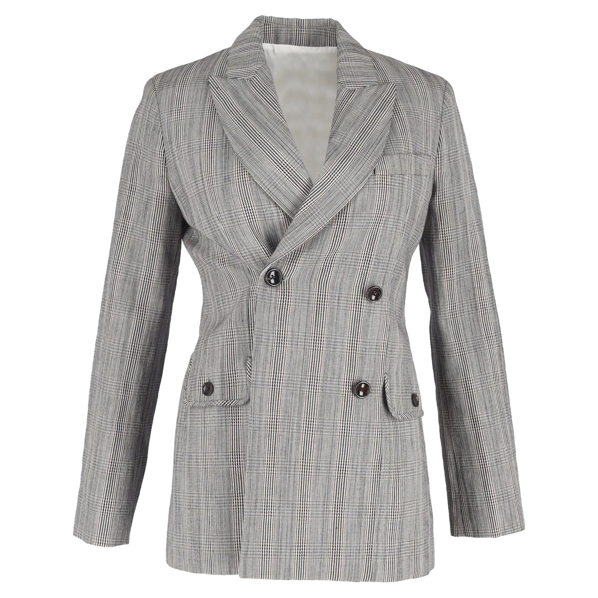 Joseph Houndstooth Double-Breasted Blazer in Grey Wool