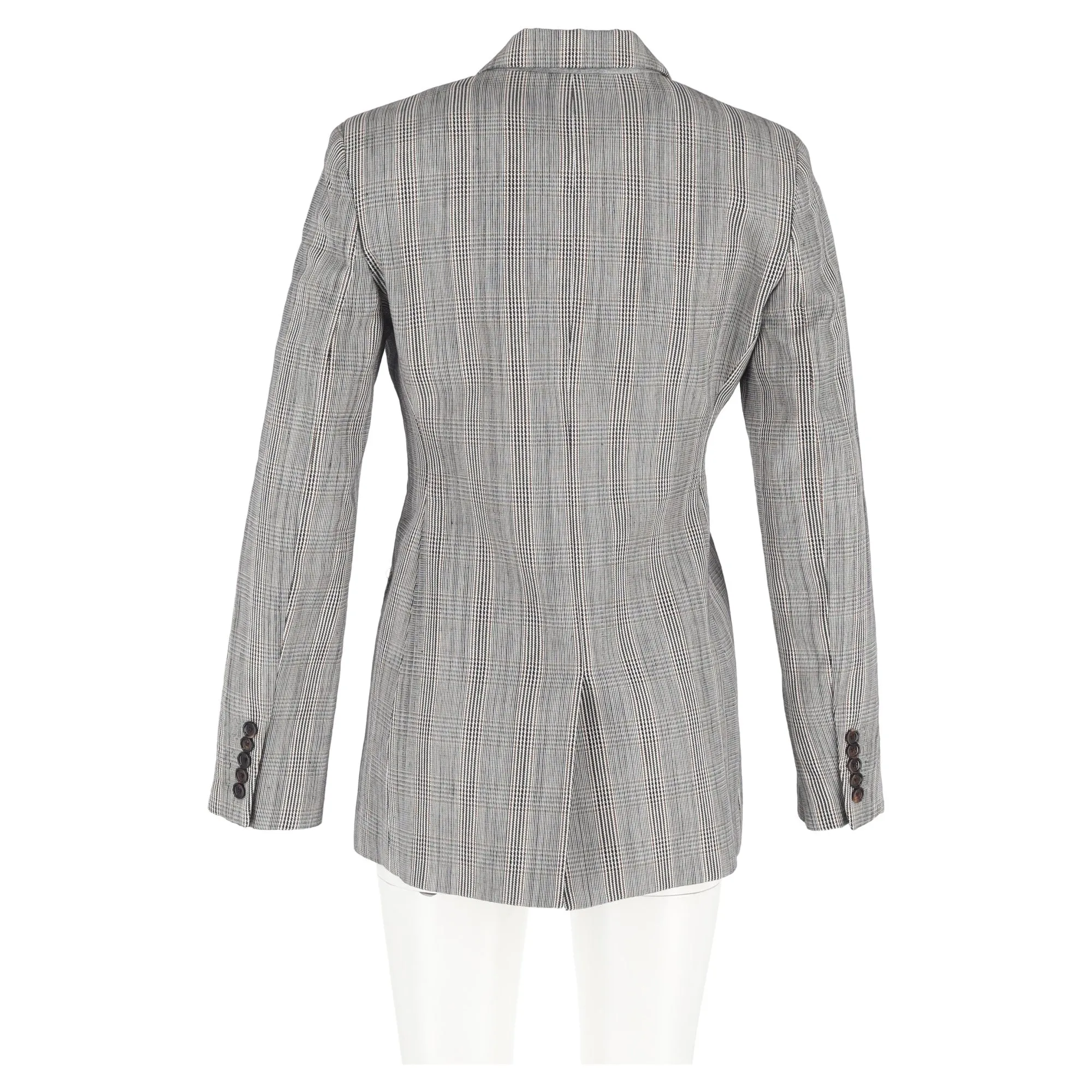 Joseph Houndstooth Double-Breasted Blazer in Grey Wool