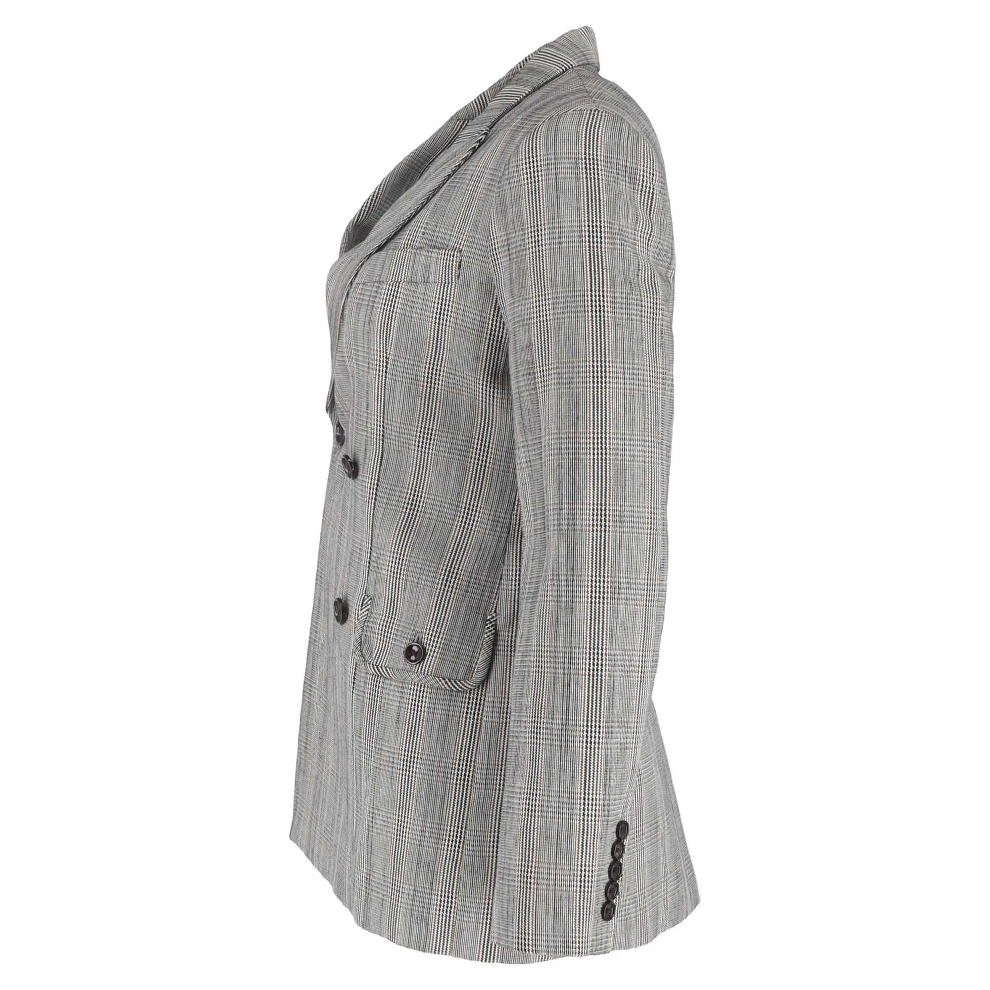 Joseph Houndstooth Double-Breasted Blazer in Grey Wool