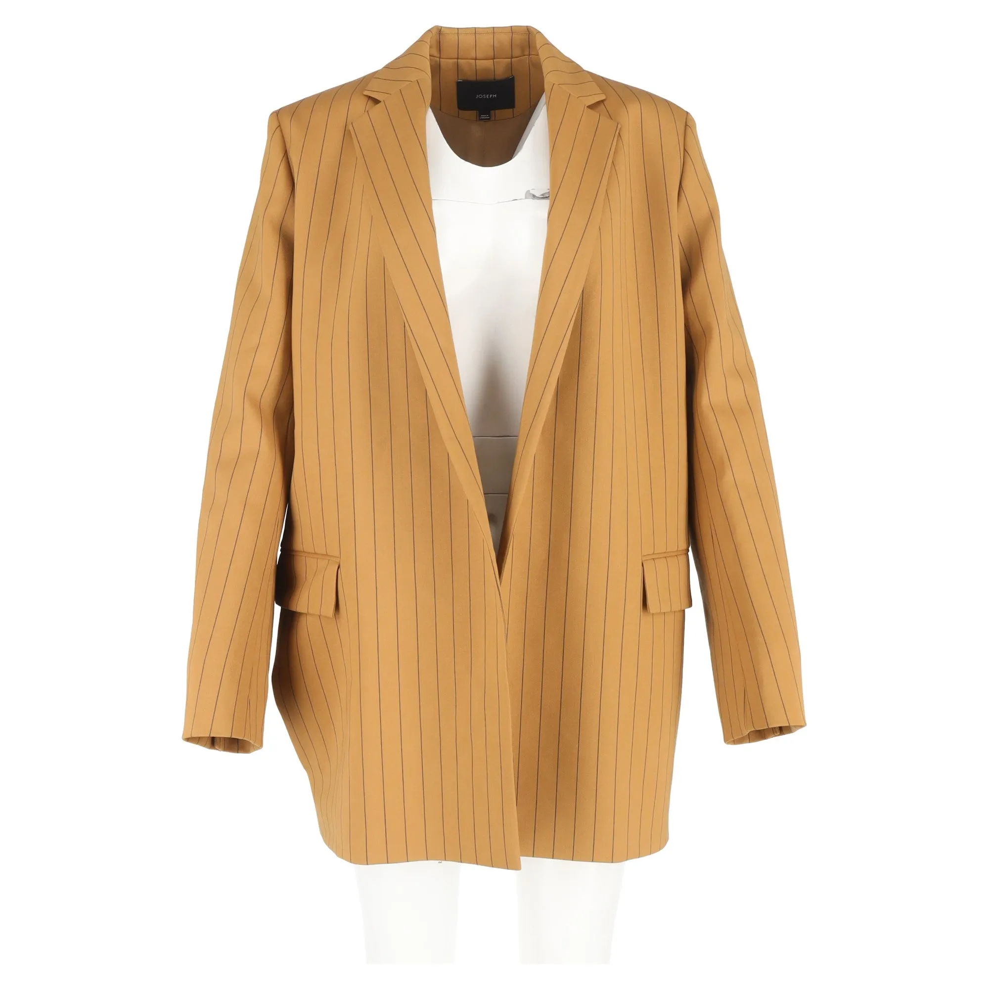 Joseph Jules Striped Open Blazer in Brown Wool