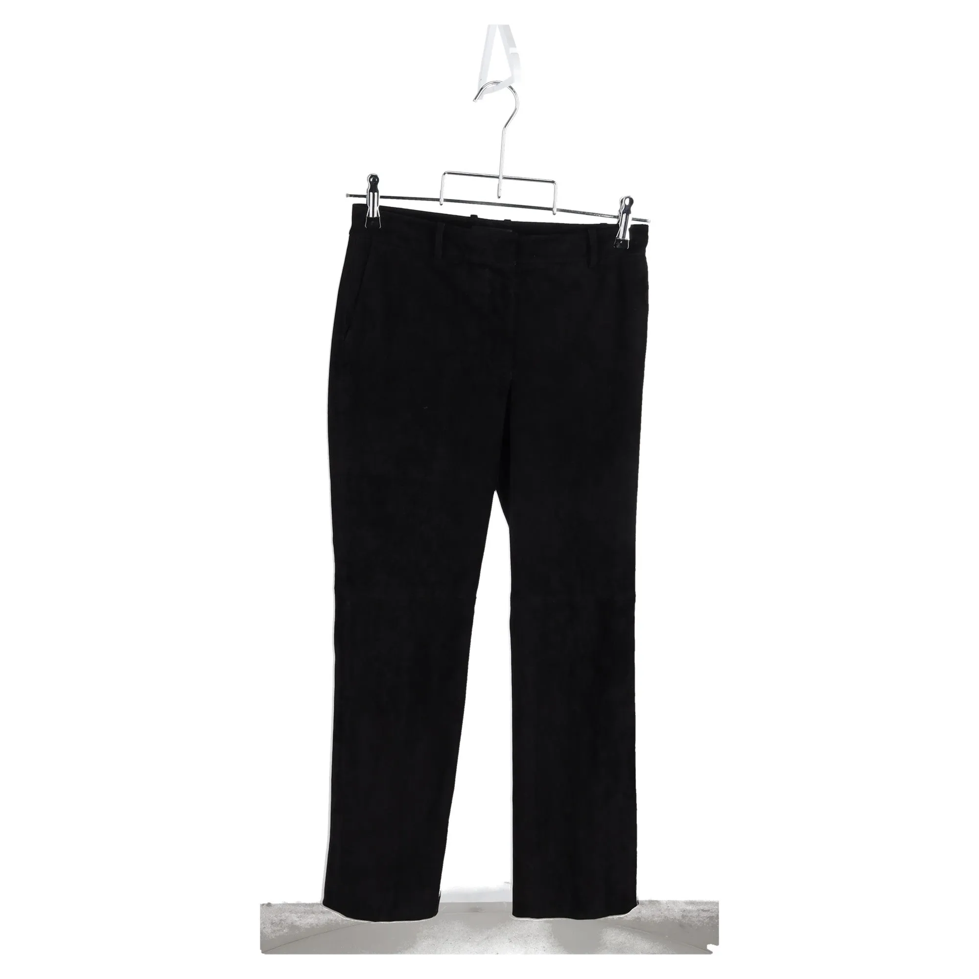 Joseph Mid-Waist Straight-Leg Trousers in Black Cotton