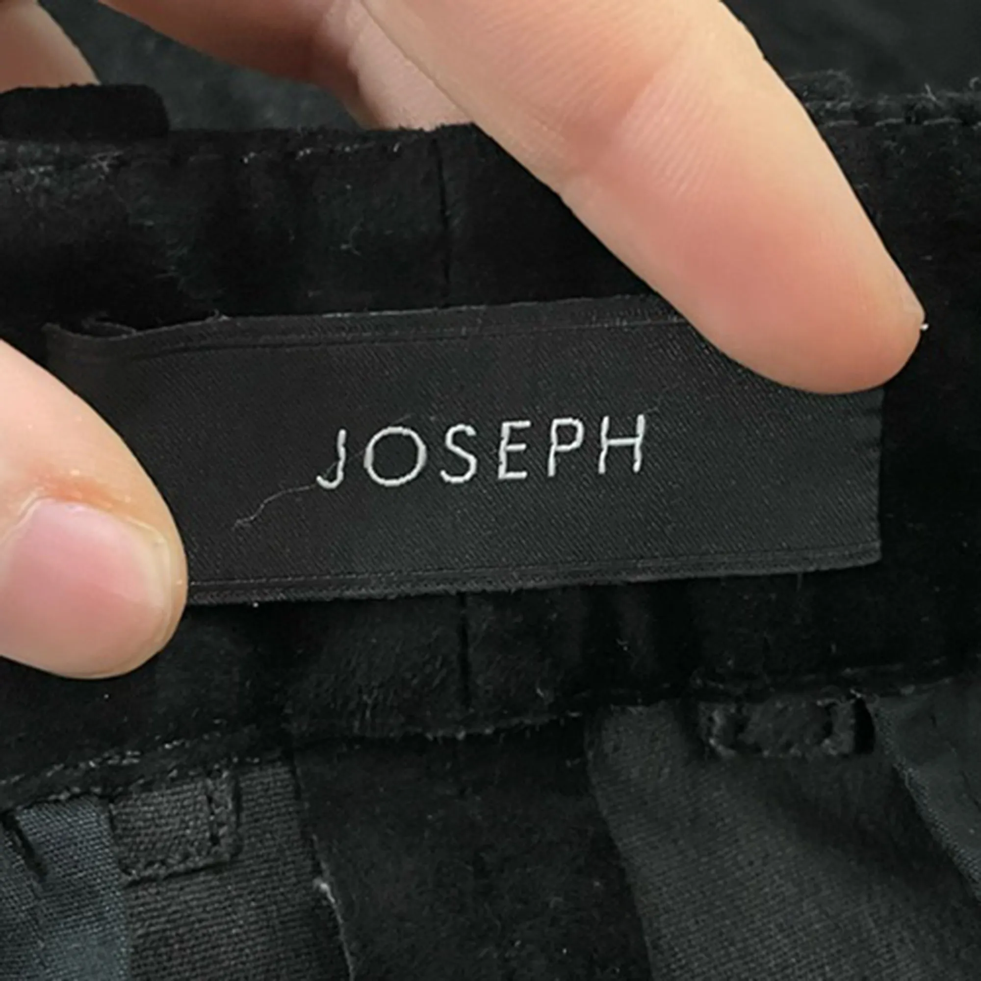 Joseph Mid-Waist Straight-Leg Trousers in Black Cotton