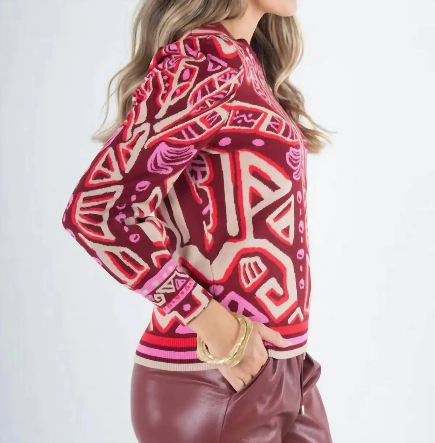 Julia Sweater In Tribal Palm