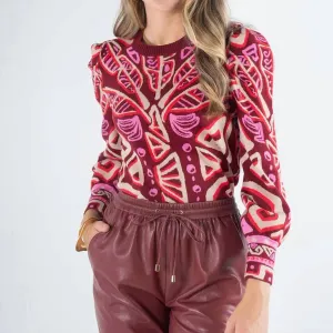 Julia Sweater In Tribal Palm