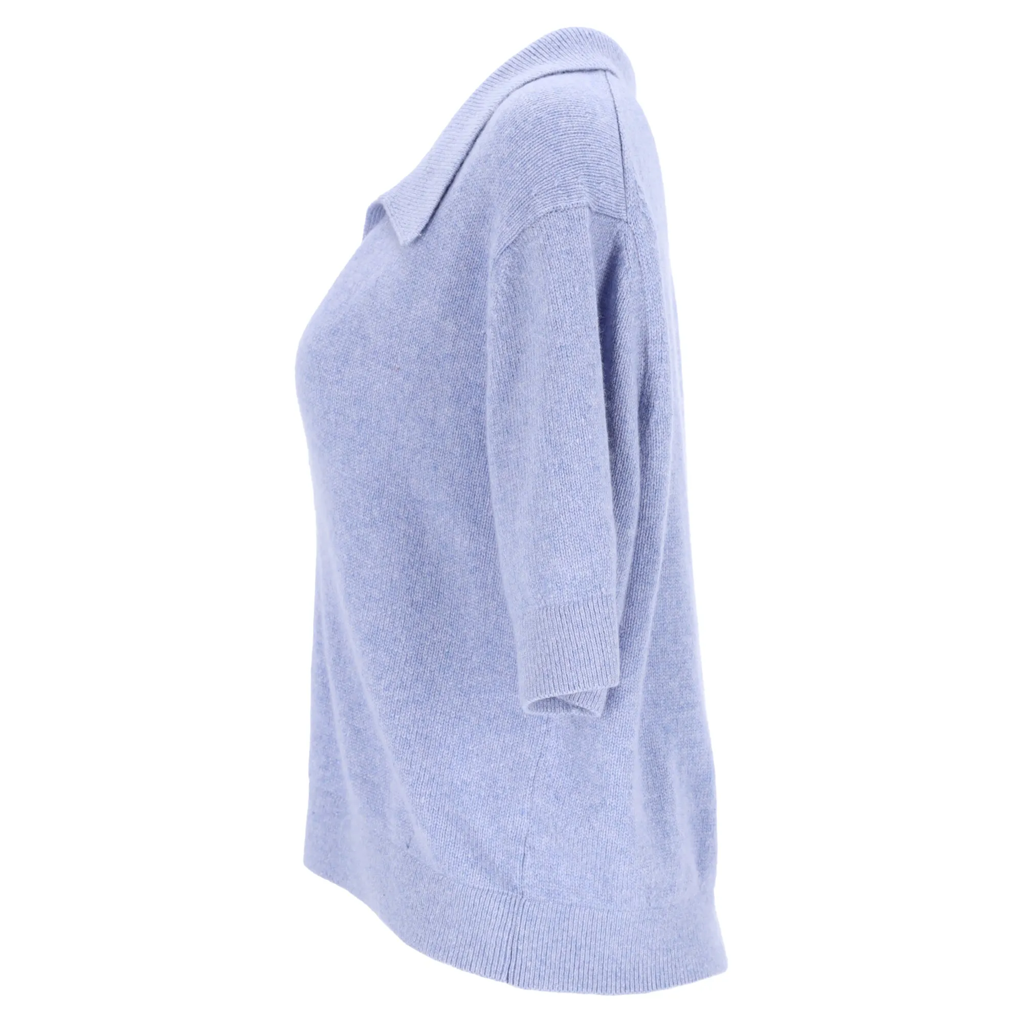 Khaite Shrunken Jo Polo Sweater in Light Blue Cashmere